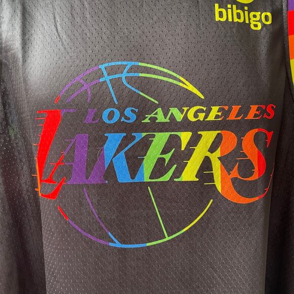 LA Lakers NBA Limited Edition Pride Night LGBTQIA Rainbow Jersey Size Large - Picture 2 of 5